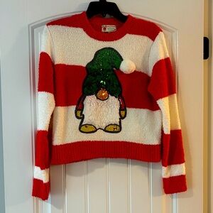 Poof! Red and White Striped Sweater with Green KNOME